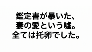「鑑定書が暴いた、妻の愛という嘘。全ては托卵でした。」と書かれた、白背景に黒い明朝体文字のアイキャッチ画像